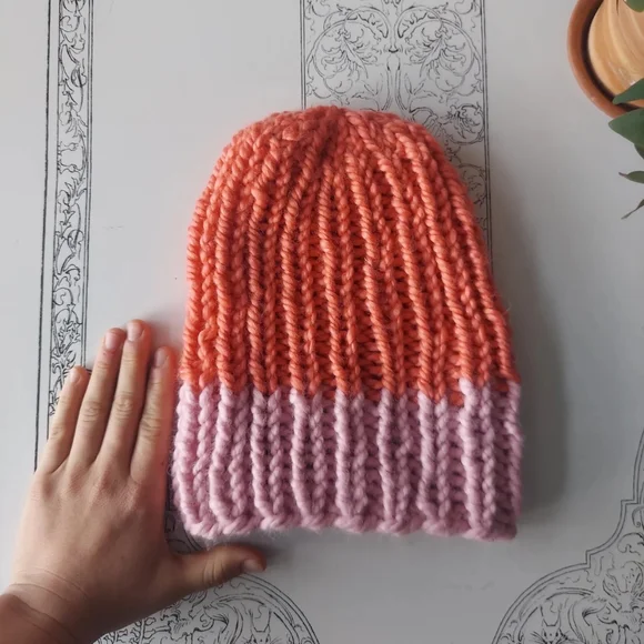 Hand Knit Chunky Pastel Beanie - Picture 2 of 4